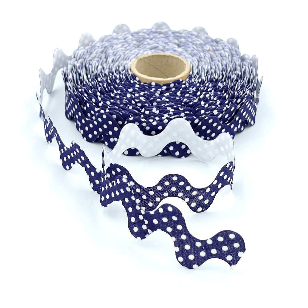 5m Roll of 30mm Polka Dot Ric Rac Bias