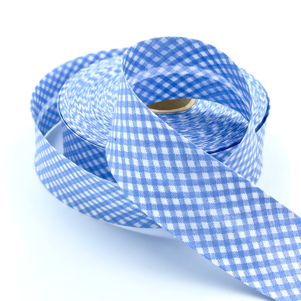 5m Roll of 40mm Gingham Bias Binding