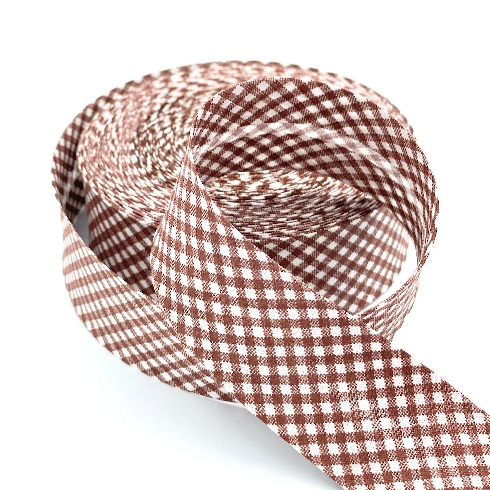 5m Roll of 40mm Gingham Bias Binding