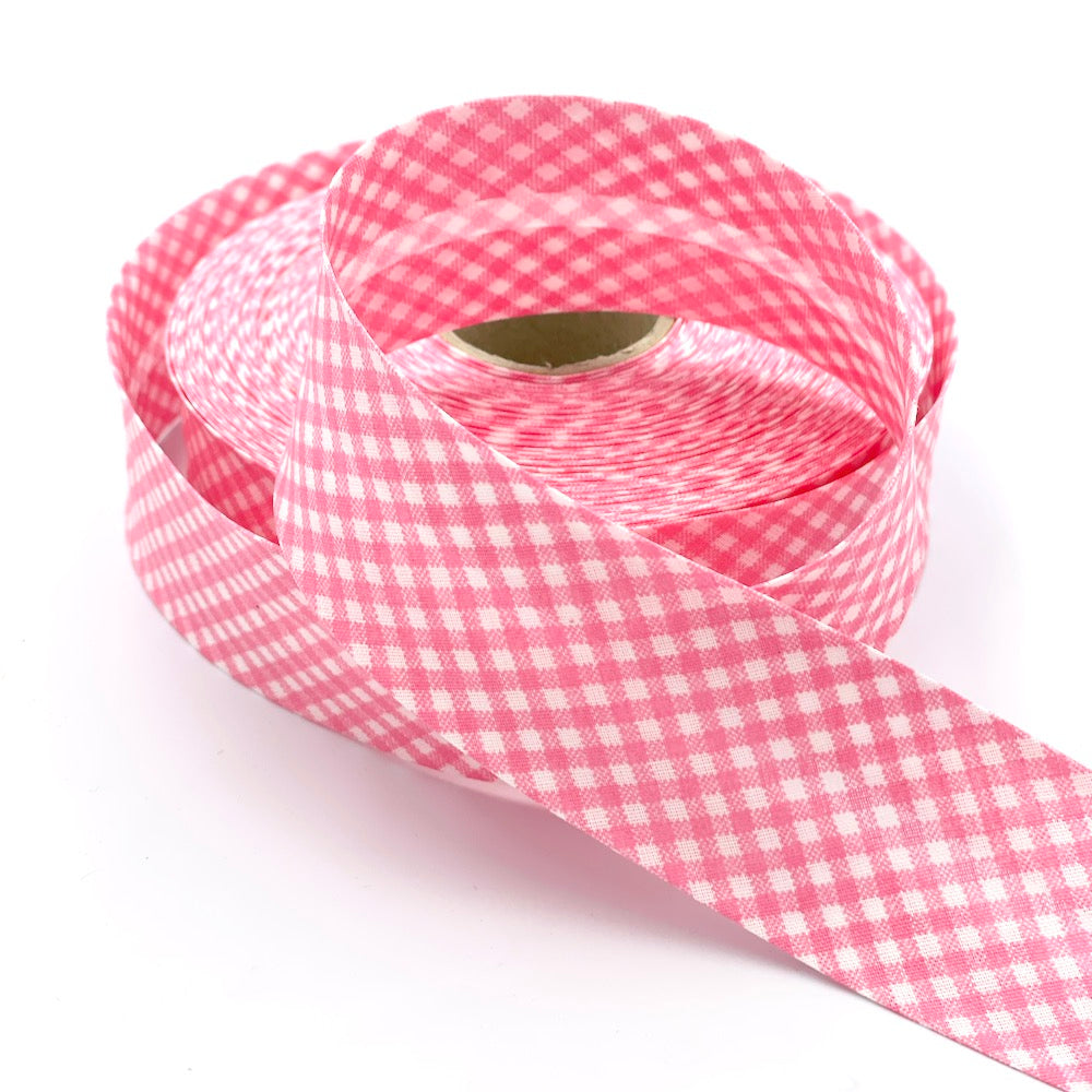 5m Roll of 40mm Gingham Bias Binding