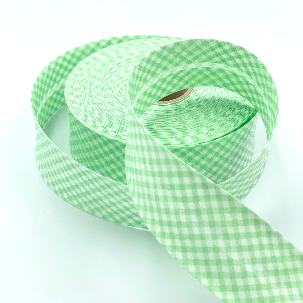 5m Roll of 40mm Gingham Bias Binding