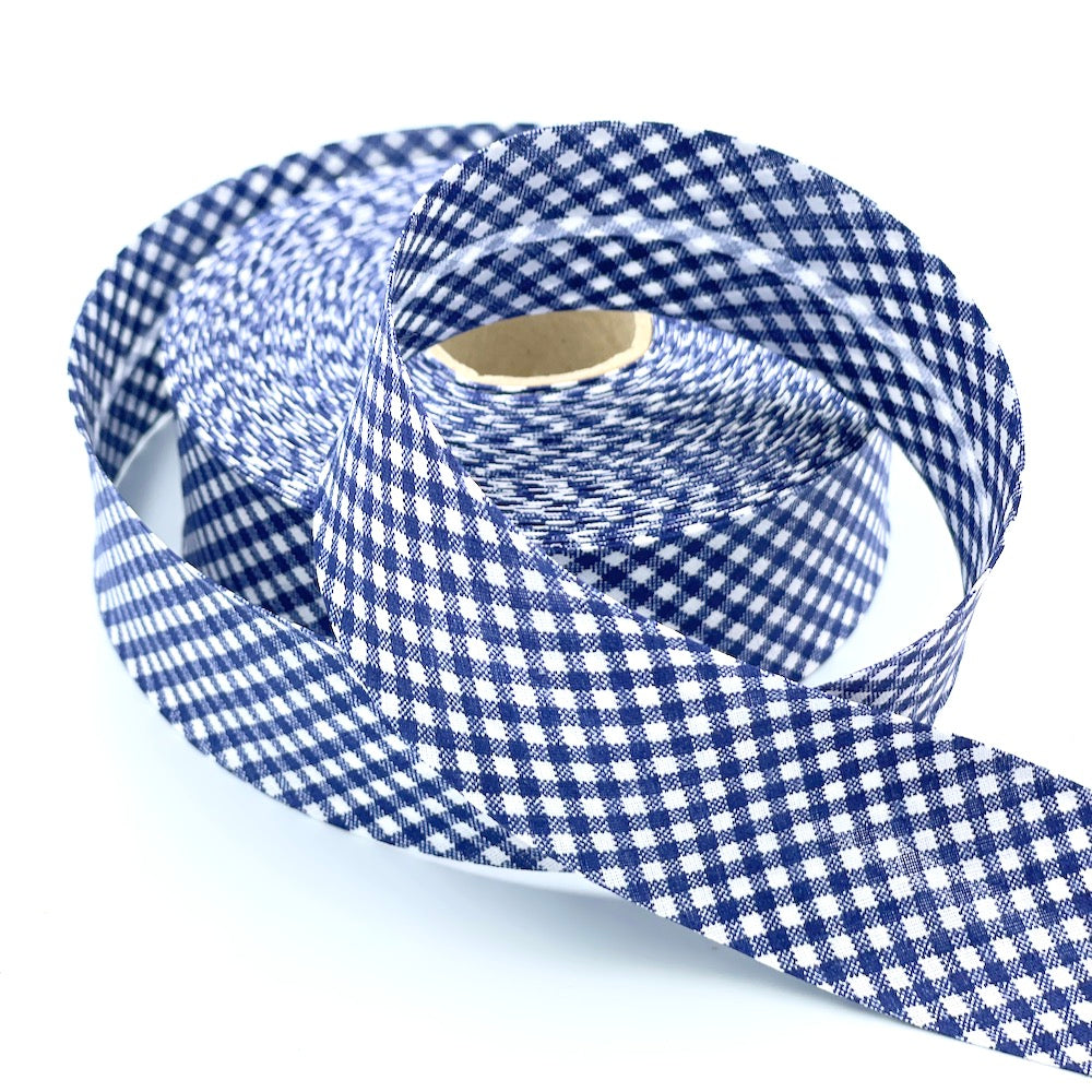 5m Roll of 40mm Gingham Bias Binding
