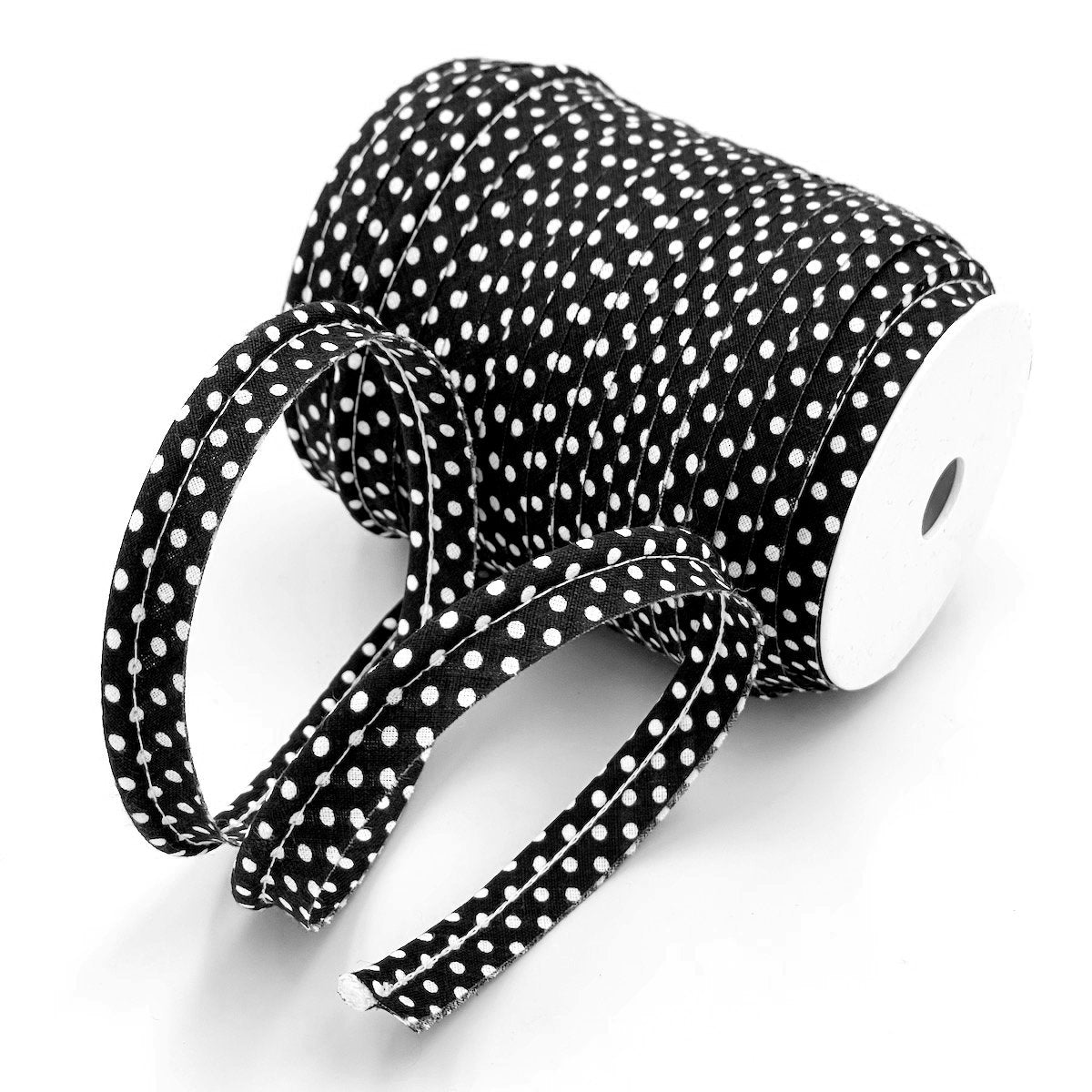 25m Reel of Medium Polka Dot Piping Bias Binding