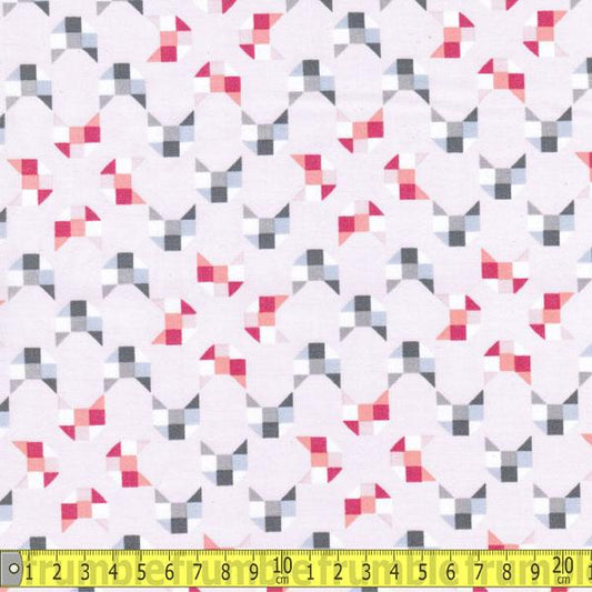 Here Kitty Kitty Geo Light Pink (Organic) - Frumble Fabrics
