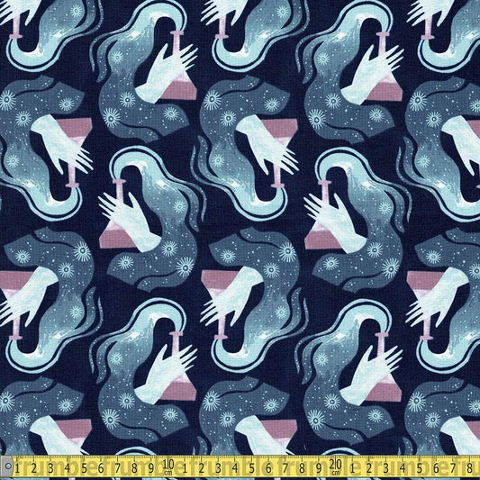 Dear Stella - Atomic Optics - Beakers Blueberry Sewing and Dressmaking Fabric