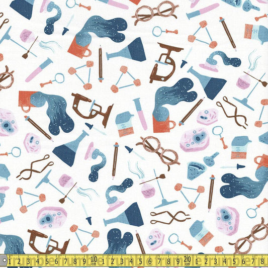 Dear Stella - Atomic Optics - The Lab White Sewing and Dressmaking Fabric