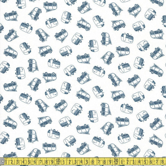 Dear Stella - Chop It Like Its Hot - Campers White Sewing and Dressmaking Fabric