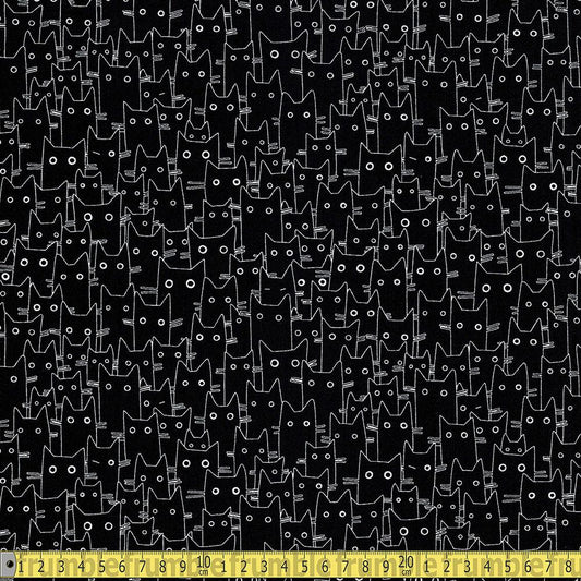Dear Stella - Les Chats Noir - Having A Meowment Cats Black Sewing and Dressmaking Fabric