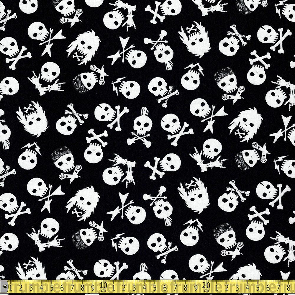 Dear Stella - Pour Some Sugar On Me - Shot Through The Heart Skulls Sabbath Sewing and Dressmaking Fabric