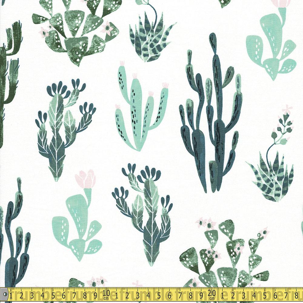 Dear Stella - Rae Ritchie Favorites - Cacti White Sewing and Dressmaking Fabric