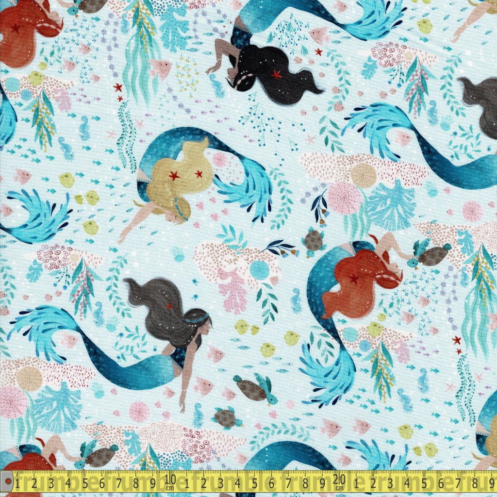 Dear Stella Fabric - Under The Sea Mermaids - Multi Sewing and Dressmaking Fabric