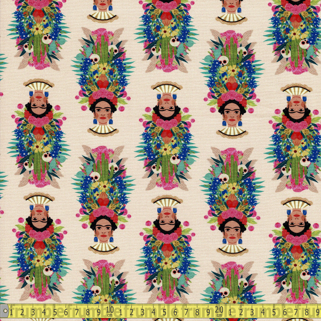 Dear Stella Fabric - Viva La Vida - Frida Bust Salmon Sewing and Dressmaking Fabric