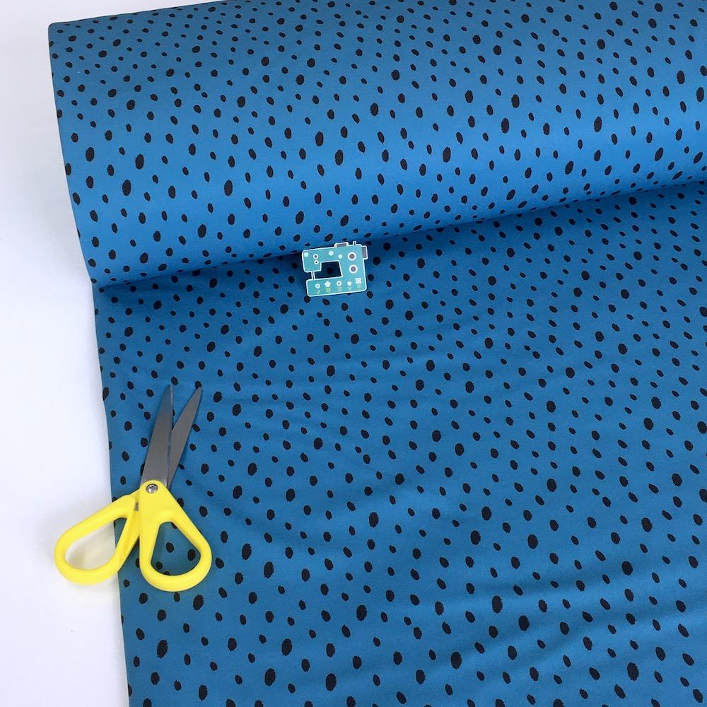 Dotty Dots - Softshell - Jeans Blue Sewing and Dressmaking Fabric