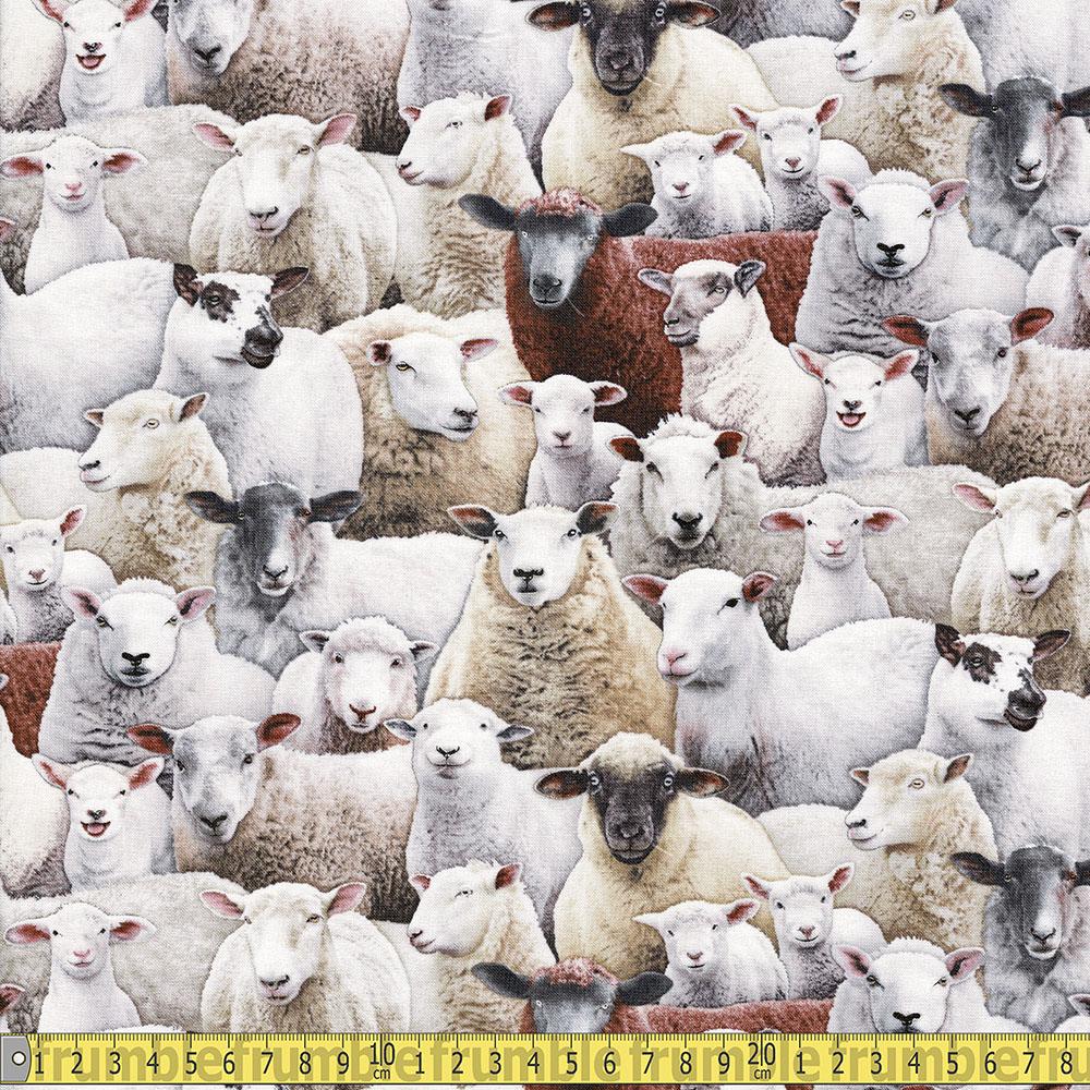 Farm Animals Packed Sheep Multi - Frumble Fabrics