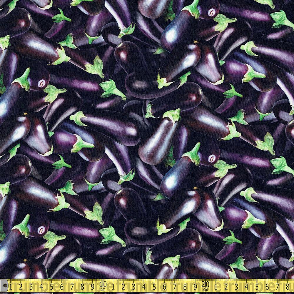 Elizabeths Studio - Food Festival - Aubergines Purple Sewing Fabric