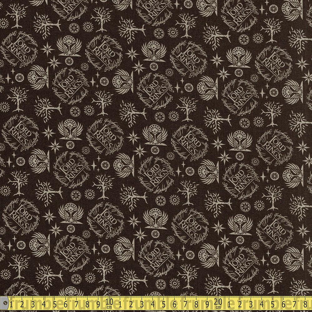 Eugene Textiles - Lord Of The Rings - Logo Taupe Sewing and Dressmaking Fabric