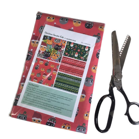 x6 Christmas Sweater Cats -  Flat Stack cuttable Fat Quarter Bundle
