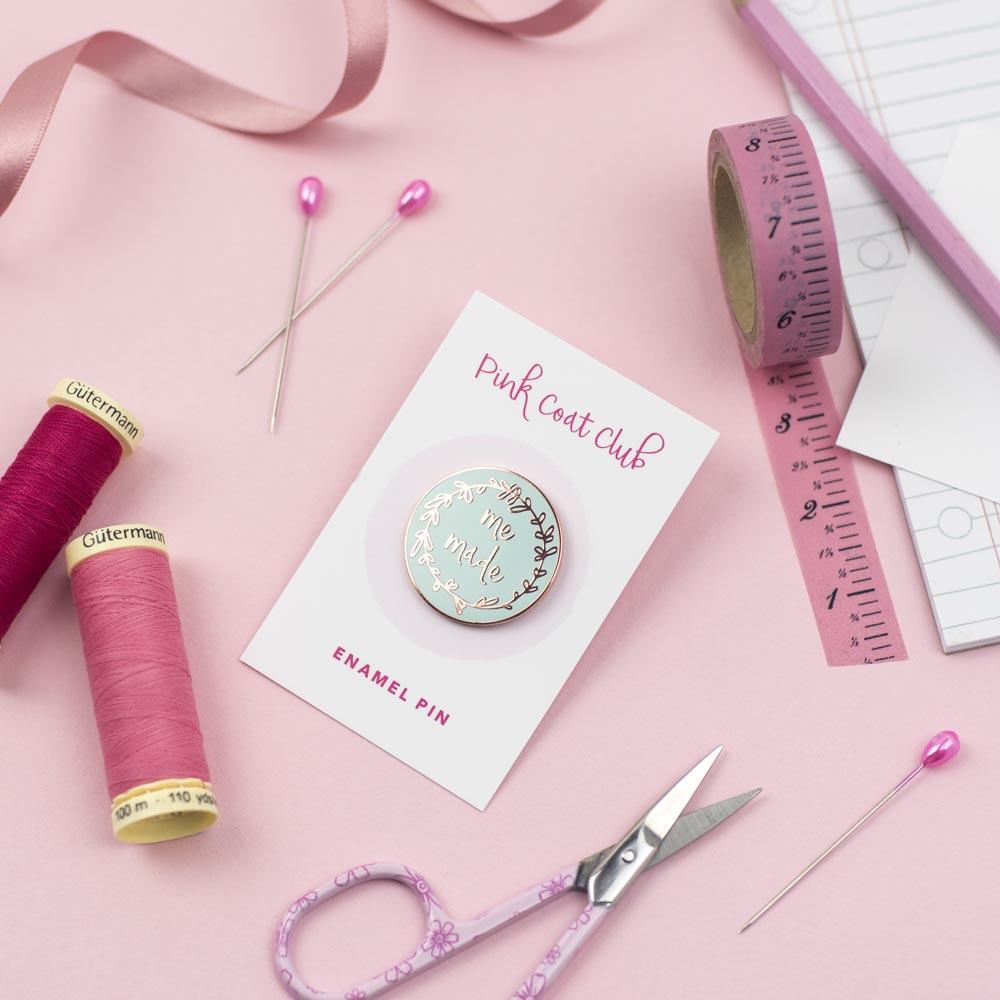 Me Made (Mint) Enamel Pin by Pink Coat Club - Frumble Fabrics