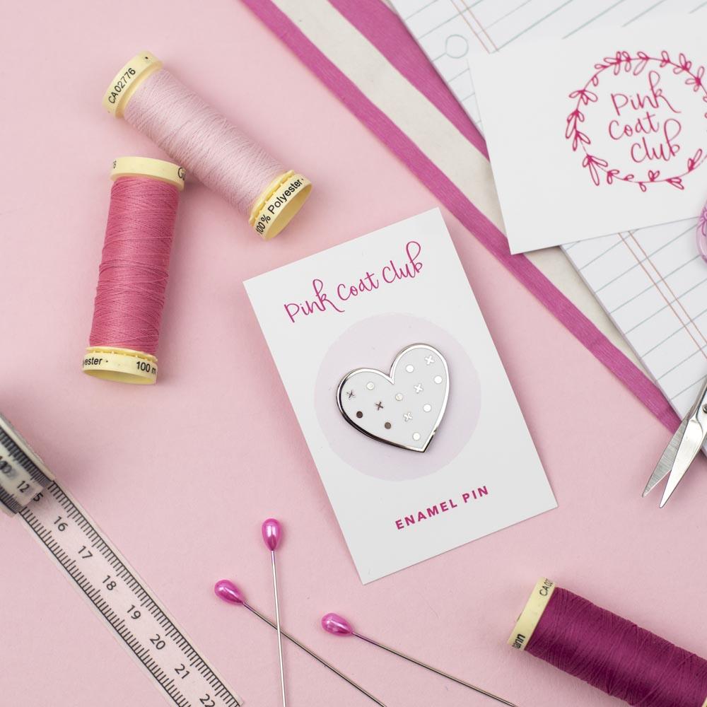 Pattern Paper Heart Enamel Pin by Pink Coat Club - Frumble Fabrics