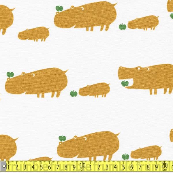 Apple Hippo Mustard - Frumble Fabrics