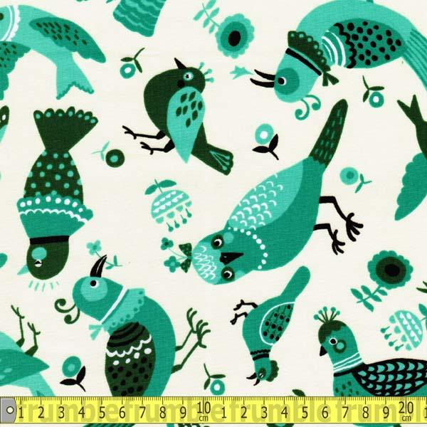 Kookie Birds Green - Frumble Fabrics