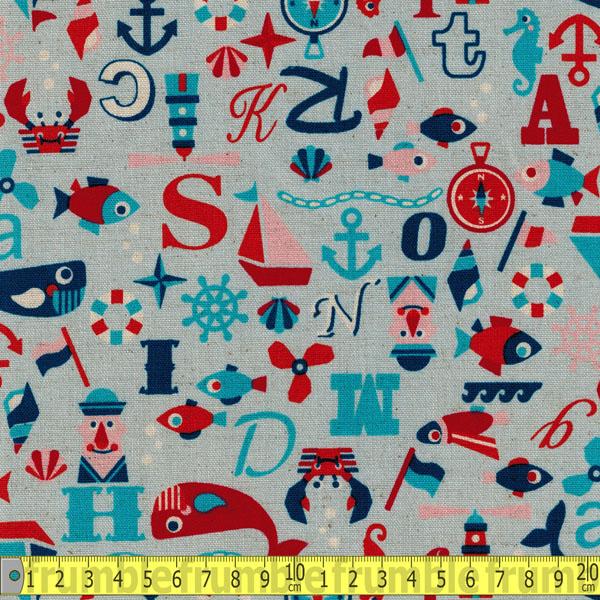 Nautical Alphabet Blue - Frumble Fabrics