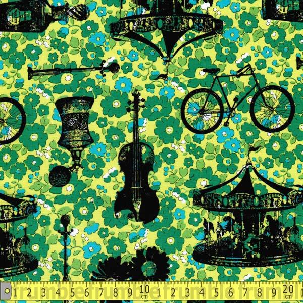 Trefle Vintage Stamp Green - Frumble Fabrics