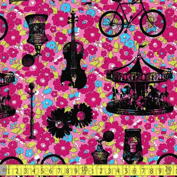 Trefle Vintage Stamp Pink - Frumble Fabrics