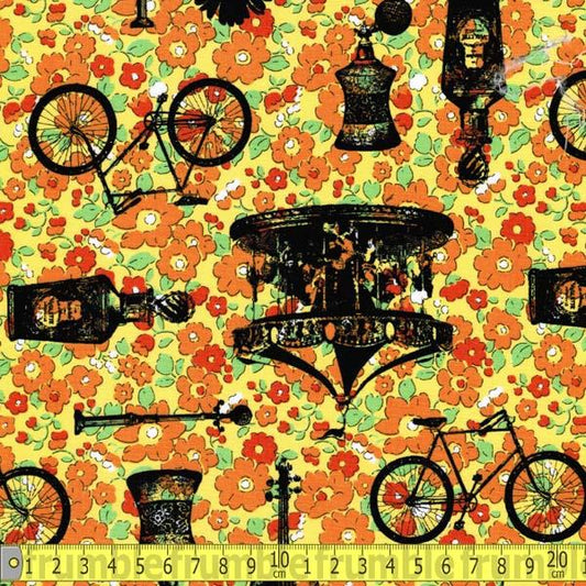 Trefle Vintage Stamp Yellow - Frumble Fabrics