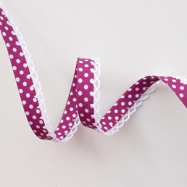 Polka Lace Edge Bias Binding 5 metres - Frumble Fabrics