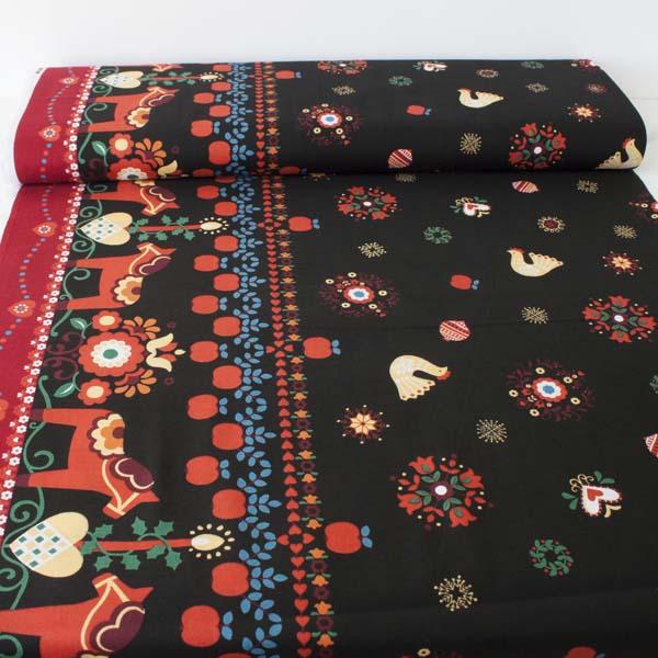 My Folklore Christmas Horse Border Black - Frumble Fabrics