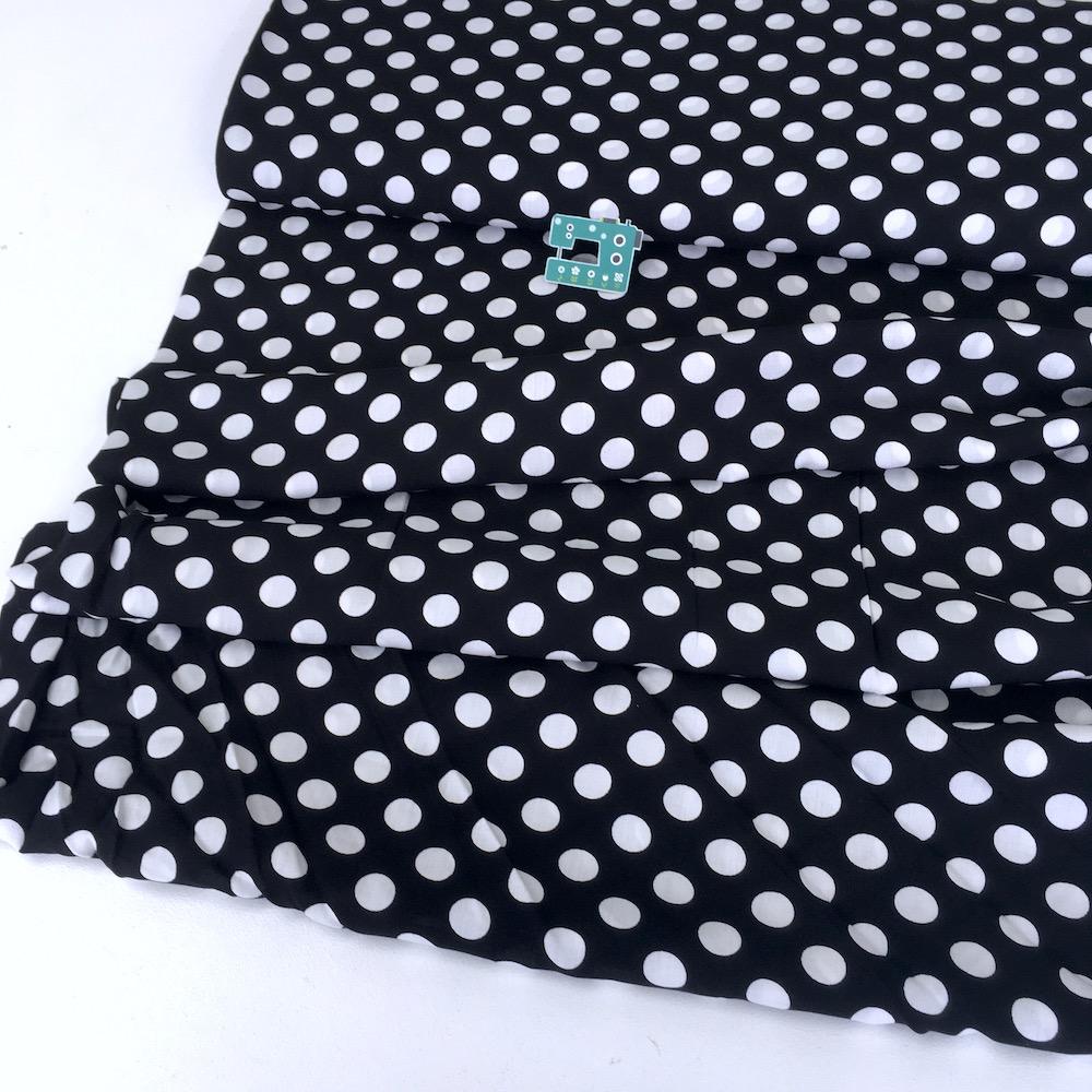 Medium Polka Dots - Radiance Rayon - Black Sewing and Dressmaking Fabric