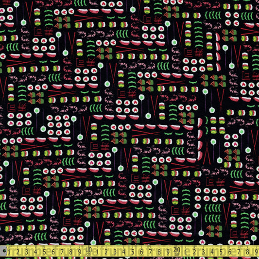 Michael Miller - I Love Sushi - Black Sewing and Dressmaking Fabric