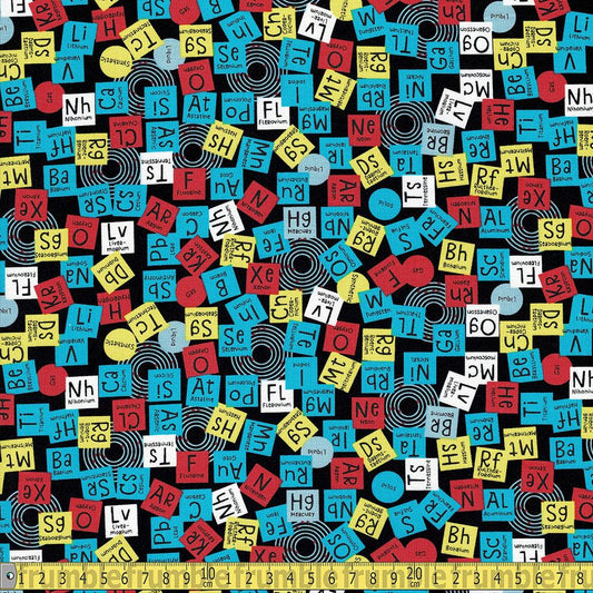 Michael Miller - Stem Squad - Periodic Elements Black Sewing and Dressmaking Fabric