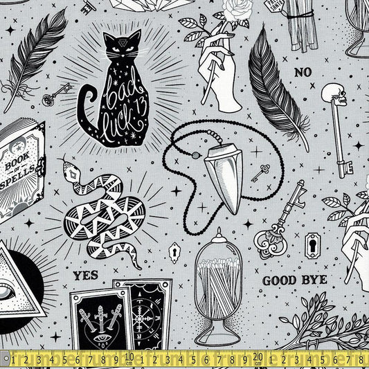 Michael Miller - When Stars Align - Trust The Universe Grey Sewing and Dressmaking Fabric