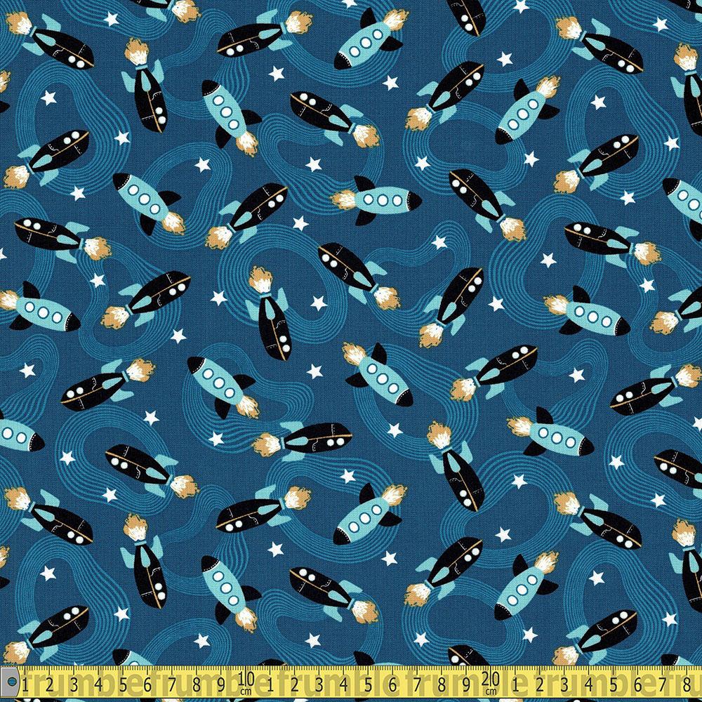 Glow in the Dark Ready Your Rockets Blue - Frumble Fabrics