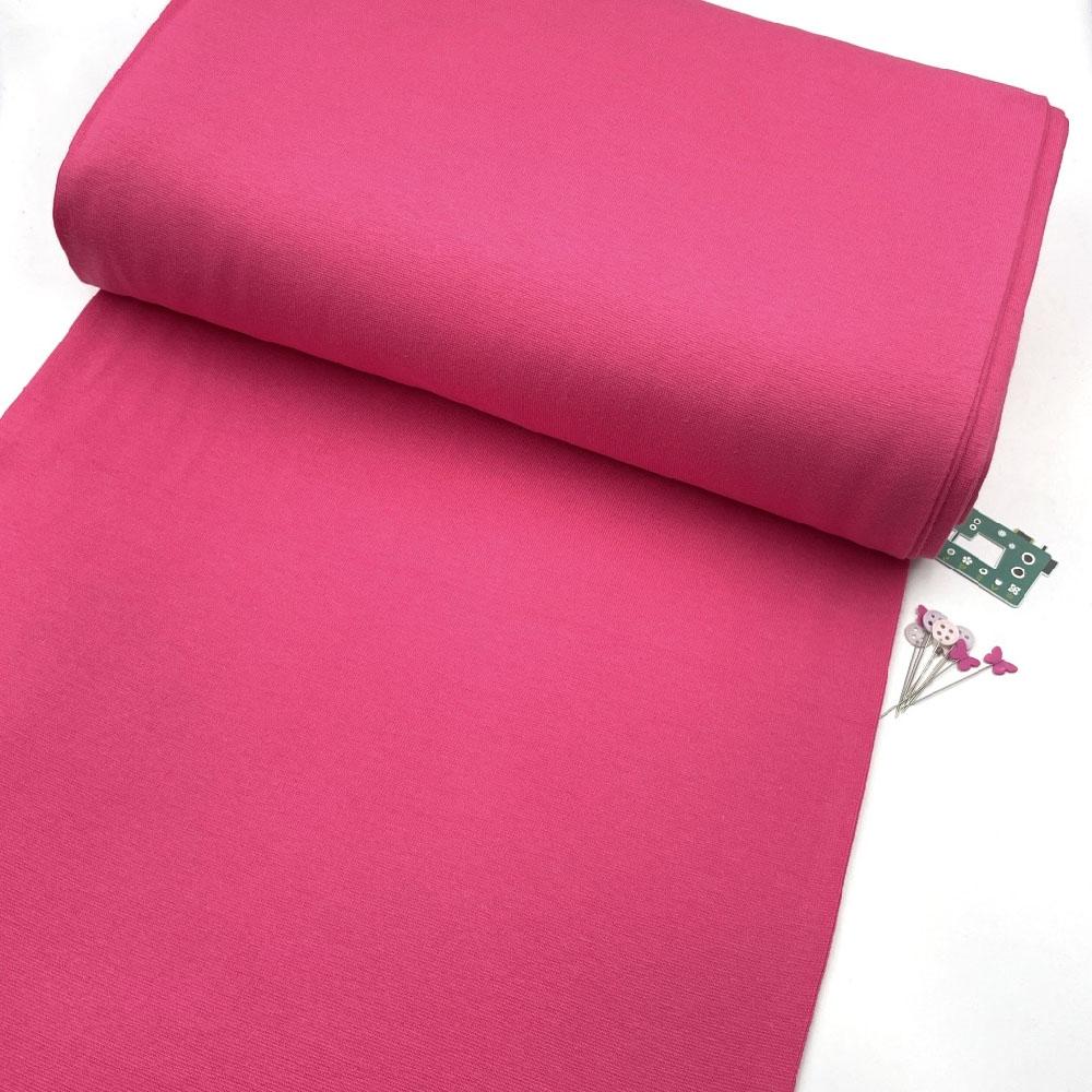 Organic GOTS - Plain Cotton Ribbing Tube - Cerise Pink Sewing and Dressmaking Fabric