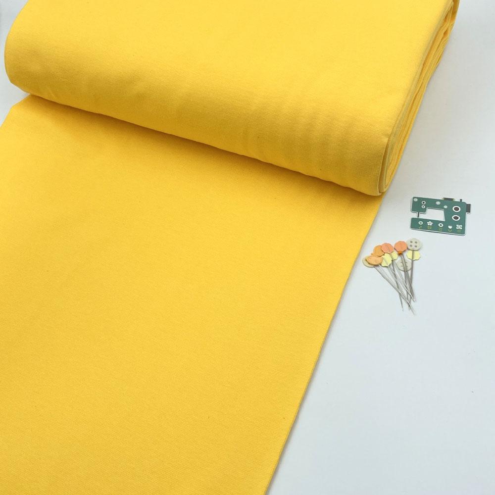 Organic GOTS - Plain Cotton Ribbing Tube - Sunny Yellow Sewing and Dressmaking Fabric