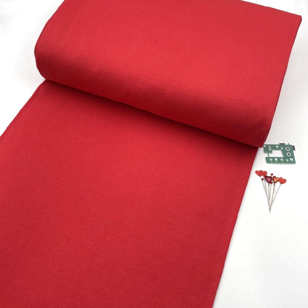 Organic GOTS - Plain Cotton Ribbing Tube - Tomato Red Sewing and Dressmaking Fabric