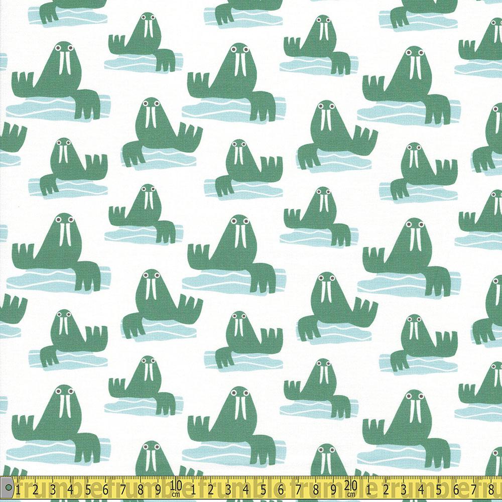 Paintbrush Studio - Animal Kingdom - Walrus Green Sewing Fabric