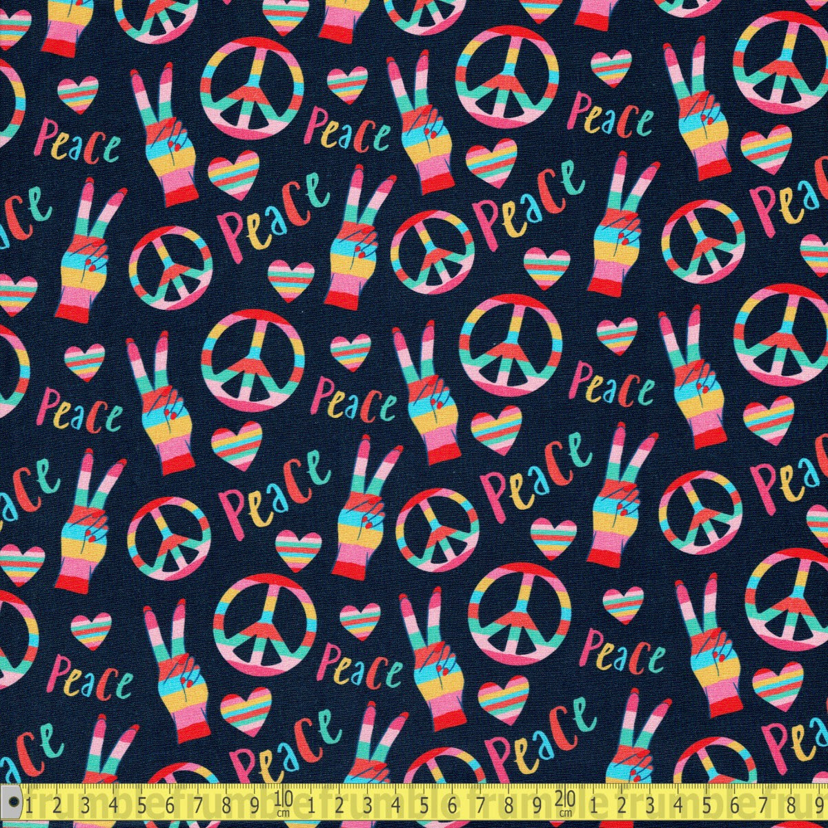 Paintbrush Studio - BRIGHT LOVE Peace Bird Blue - Sewing and Dressmaking Fabric
