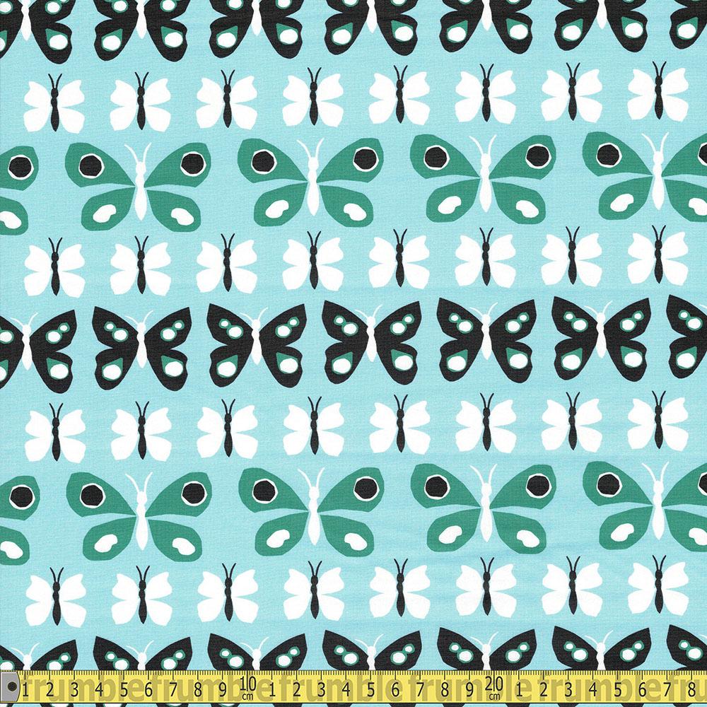 Paintbrush Studio - Flutter - Butterfly Rows Blue Sewing Fabric