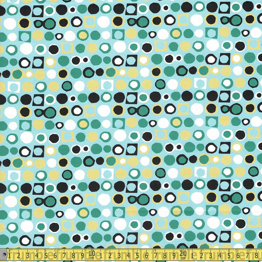 Paintbrush Studio - Flutter - Circle Blocks Blue Sewing Fabric