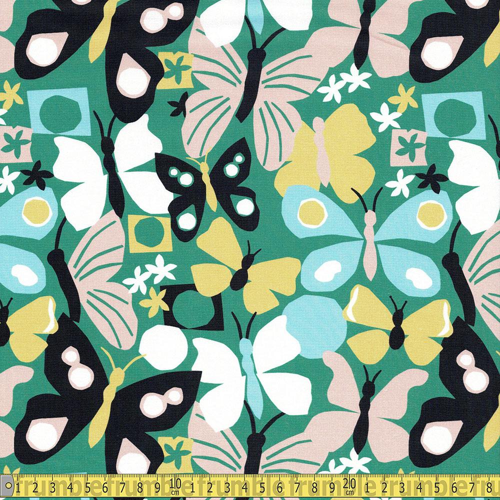 Paintbrush Studio - Flutter Butterflies - Green Sewing Fabric