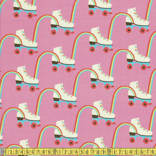 Paintbrush Studio - Let The Good Times Roll - Rainbow Skate Pink Sewing Fabric