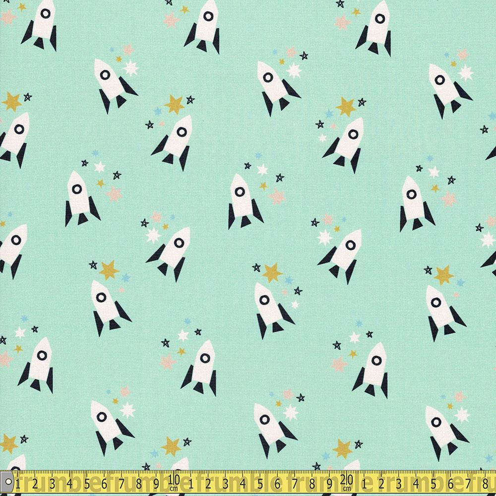Paintbrush Studio - Shoot For The Stars - Rocket Green Sewing and Dressmaking Fabric