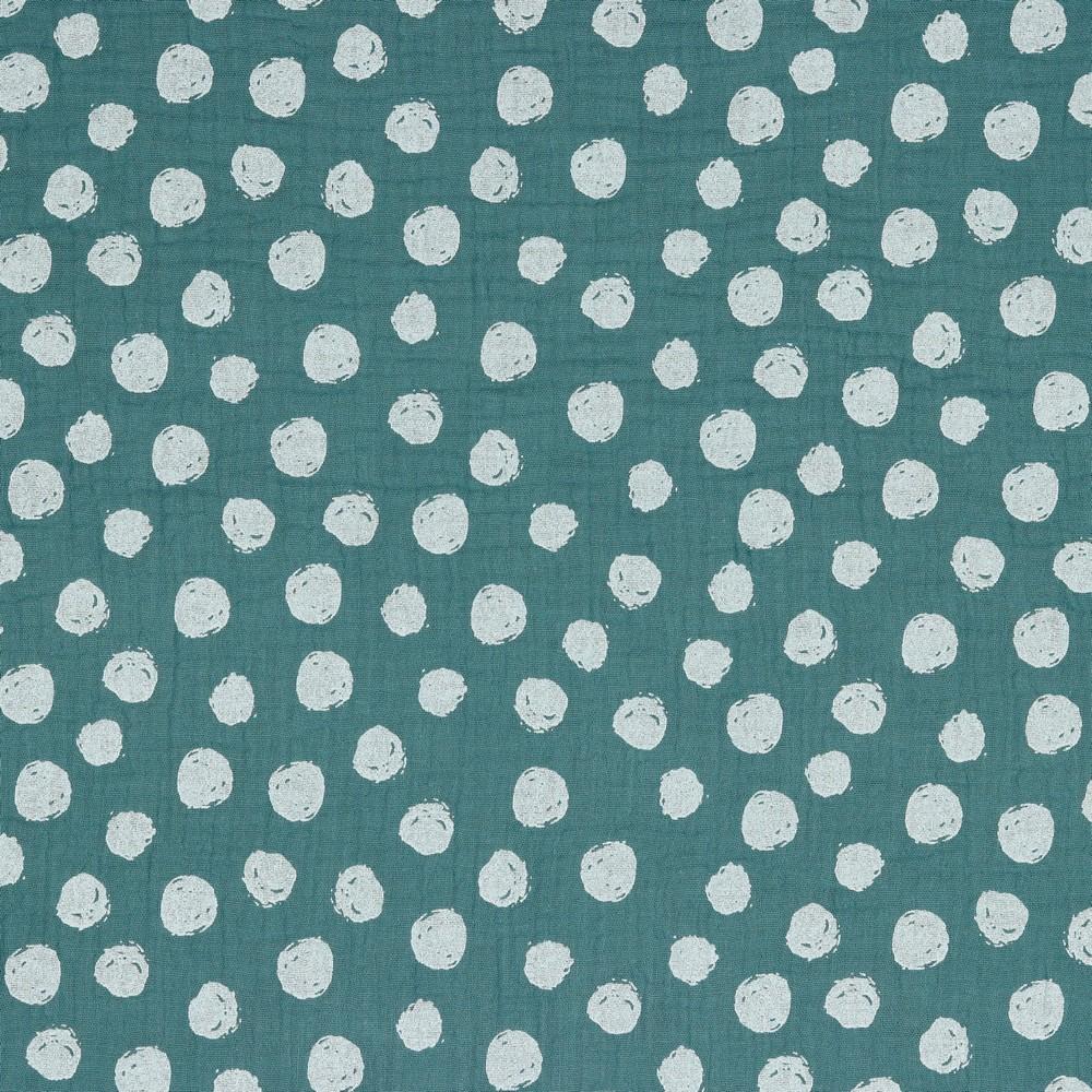 Painted Dots - GOTS Double Gauze - Dusty Teal Sewing and Dressmaking Fabric