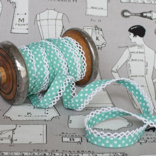 Polka Lace Edge Bias Binding 5 metres - Frumble Fabrics