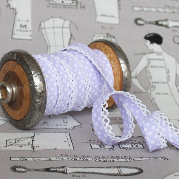 Polka Lace Edge Bias Binding 5 metres - Frumble Fabrics