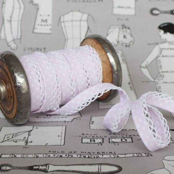 Polka Lace Edge Bias Binding 5 metres - Frumble Fabrics